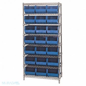 QUANTUM STORAGE SYSTEMS Bin Shlvng 18inx74inx36in Blue, 33Z212