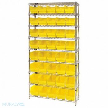 QUANTUM STORAGE SYSTEMS G7081 Bin Shlvng 12inx74inx36in Yellow, 33Z222
