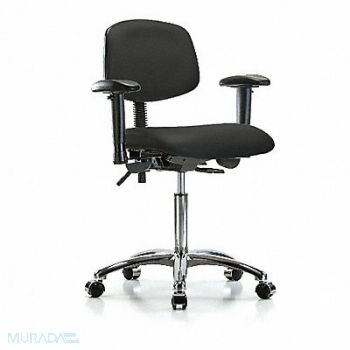 BLUE RIDGE ERGONOMICS Vinyl Chair Chrome Med AA Cast Blk, 342J88