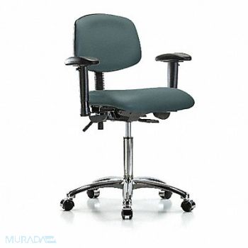 BLUE RIDGE ERGONOMICS Vinyl Chair Chrome Med AA Cast Blue, 342J90