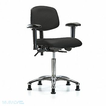 BLUE RIDGE ERGONOMICS Vinyl Chair Chrome Med AA Stat Blk, 342K35