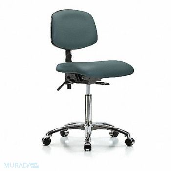 BLUE RIDGE ERGONOMICS Vinyl Chair Chrome Med Casters Blue, 342L76