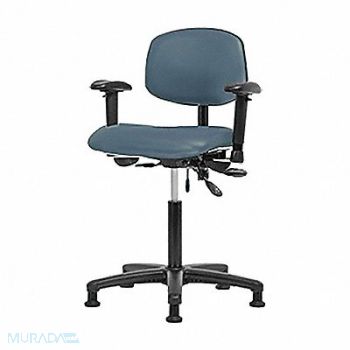 BLUE RIDGE ERGONOMICS Vinyl Chair Med Arms Glides Blue, 343G10