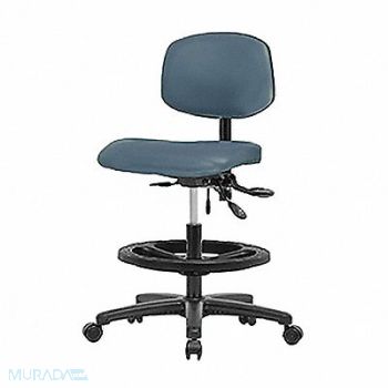 BLUE RIDGE ERGONOMICS Vinyl Chair Med FR Casters Blue, 343L28