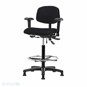 BLUE RIDGE ERGONOMICS Vinyl Chair Hi T AA FR Stat Blk, 343M65