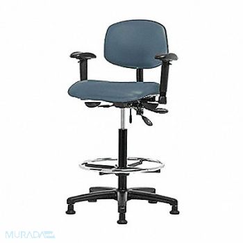 BLUE RIDGE ERGONOMICS Vinyl Chair Hi T AA FR Stat Blue, 343M67