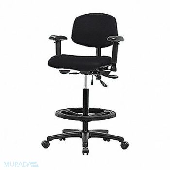 BLUE RIDGE ERGONOMICS Vinyl Chair Hi T AA FR Cast Blk, 343N12