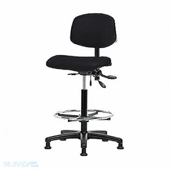 BLUE RIDGE ERGONOMICS Vinyl Chair High Tilt FR Stat Blk, 343P51