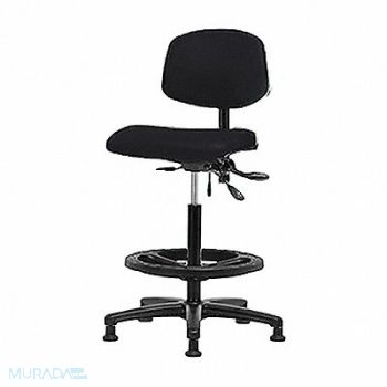 BLUE RIDGE ERGONOMICS Vinyl Chair High Tilt FR Stat Blk, 343R44