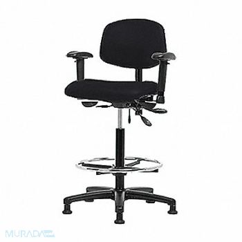 BLUE RIDGE ERGONOMICS Vinyl Chair High AA FR Stat Black, 343T37