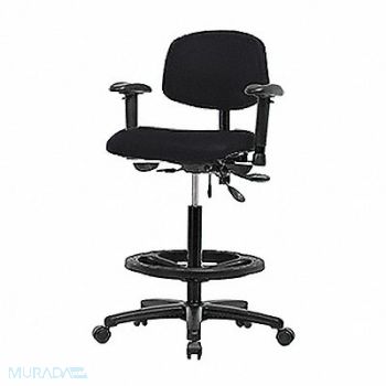 BLUE RIDGE ERGONOMICS Vinyl Chair High AA FR Cast Black, 343T83