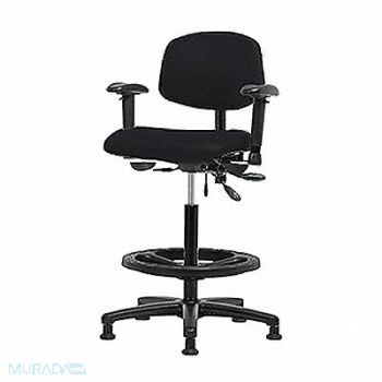 BLUE RIDGE ERGONOMICS Vinyl Chair High AA FR Stat Black, 343U30