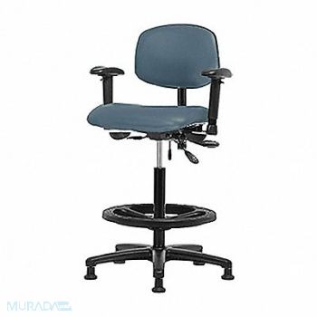 BLUE RIDGE ERGONOMICS Vinyl Chair High AA FR Glides Blue, 343U32