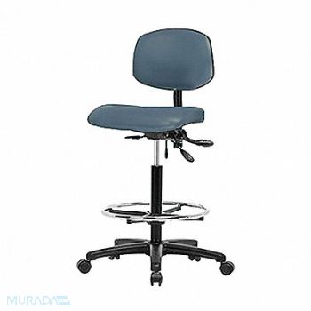 BLUE RIDGE ERGONOMICS Vinyl Chair High FR Casters Blue, 343U78