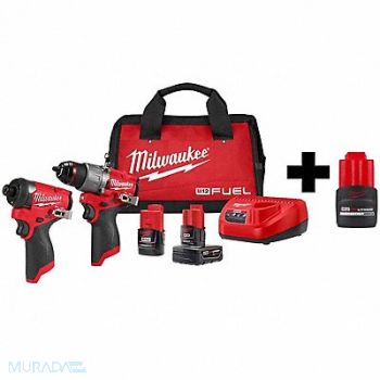 MILWAUKEE M12 FUEL 2-Tool Kit M12 CP2.5 Battery, 388RW8