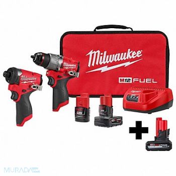 MILWAUKEE M12 FUEL 2-Tool Kit w M12 5.0 Battery, 385XG7