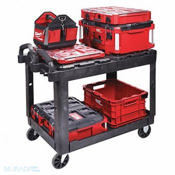 MILWAUKEE Utility Cart 2 Shelves Black 500 lb., 349AP6