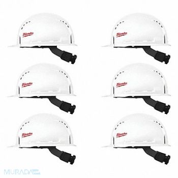 MILWAUKEE Hard Hat Front Brim 6 pk White, 349EZ7