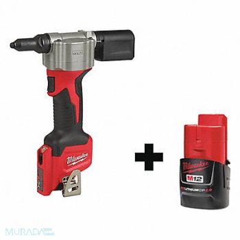 MILWAUKEE Cordless Rivet Tool Battery Included 12V, 349VF4