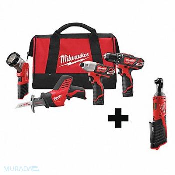 MILWAUKEE Cordless Combination Kit 12V (4) Tools, 349VG1