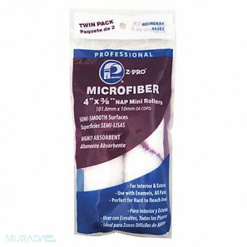PREMIER Mini Rollers 4 L 3/8 Nap Microfiber PK2, 34AN76
