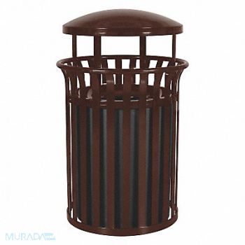 TOUGH GUY J6409 Trash Can 37 gal Brown Steel, 34AU86