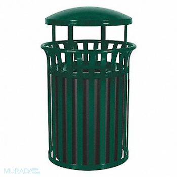 TOUGH GUY J6409 Trash Can 35 gal Green Steel, 34AU87