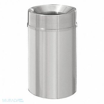 GLARO Trash Can Round 33 gal Silver, 34AW89