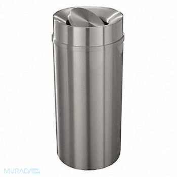 GLARO Trash Can Round 16 gal Silver, 34AW90