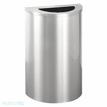 GLARO Trash Can Half Round 14 gal Silver, 34AW99