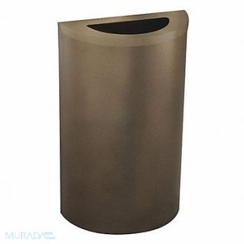 GLARO Trash Can Half Round 14 gal Brown, 34AW97