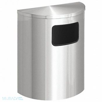GLARO Trash Can Half Round 24 gal Silver, 34AX15