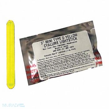 CHEMLIGHT BY CYALUME TECHNOLOGIES Lightstick Yellow 4 hr 3 in L PK25, 34AZ33