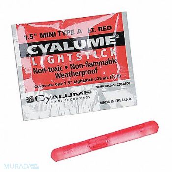 CHEMLIGHT BY CYALUME TECHNOLOGIES Lightstick Red 4 hr 1-1/2 in L PK50, 34AZ50