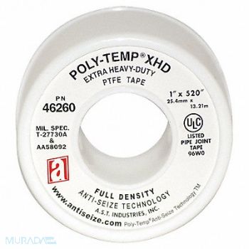 ANTI-SEIZE TECHNOLOGY Thread Sealant Tape 1 W White, 34D502