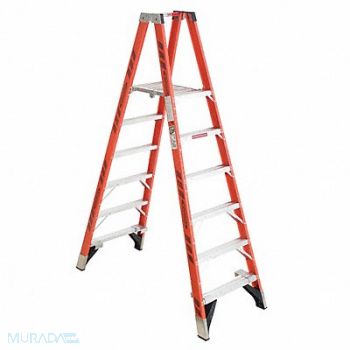 WERNER Twin Platform Stepladder 6 ft FGL 300 lb, 34E338