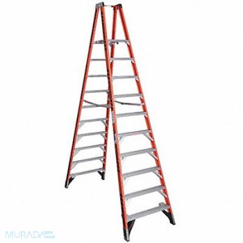 WERNER Twin Platform Stepladder 10 ft FGL 300lb, 34E340