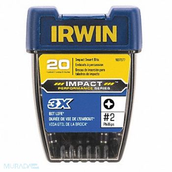 IRWIN Insert Bit Stl SAE Metric #2 1/4 PK20, 55KJ11