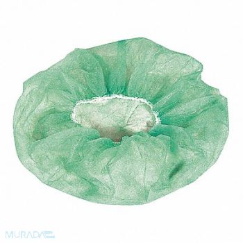 CELLUCAP Bouffant Cap Green 24 in dia PK100, 34FZ81