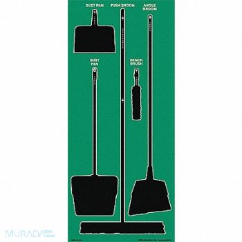 GRAINGER APPROVED Shadow Board Combo Kit Green Black, 7DX01