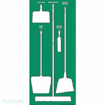 GRAINGER APPROVED Shadow Board Combo Kit White Green Wall, 7DX04