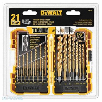 DEWALT Jobber Length Drill Set 21pc HSS, 34GR21