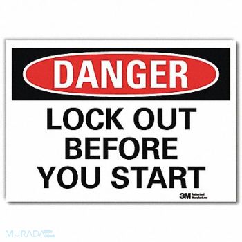 LYLE Danger Sign 5inx7in Reflective Sheeting, 34NC06