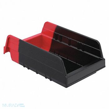 AKRO-MILS H8695 Shelf Bin Black/Red Indstr Grd Poly 4 in, 34RD39