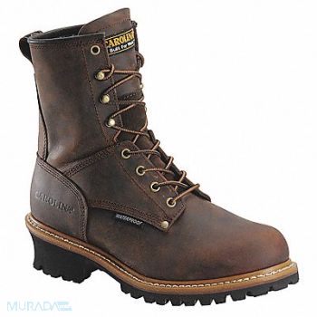 CAROLINA SHOE Logger Boot 7-1/2 2E Brown Steel PR, 54EE86