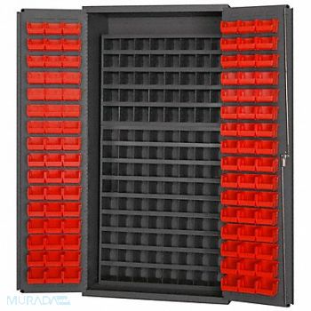 DURHAM MFG K4907 Bin Cabinet Red Bins Gray Cabinet, 36FC01