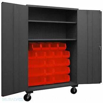 DURHAM MFG K4883 Bin Cabinet 80 x48 x24 Gray 18RedBns, 36EZ50