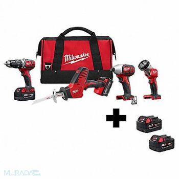MILWAUKEE Cordless Combination Kit 18V 4 Tools, 356XG2