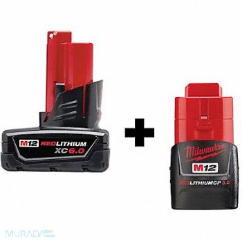 MILWAUKEE Battery 2 Batteries 12V DC, 356XM4