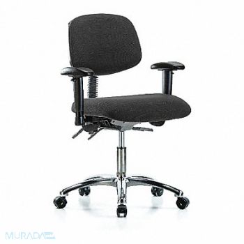 BLUE RIDGE ERGONOMICS Fabric ESD Chair Desk Arms Cstrs Blk, 358F12
